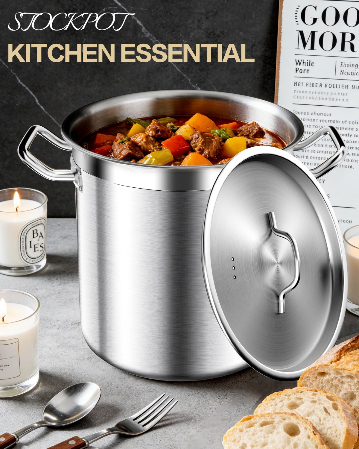 Large Stainless Steel Stockpot with Lid 40 Quart B69849