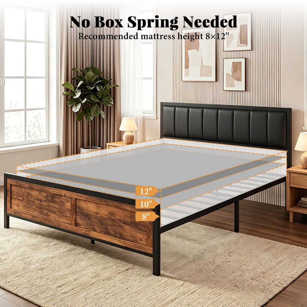 Full Size Metal Bed Frame with Headboard and Footboard R407