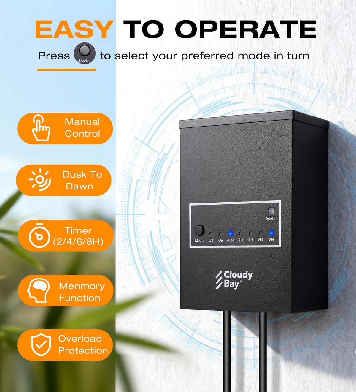 200W Low Voltage Outdoor Transformer with Photocell Light Sensor and Timer J293