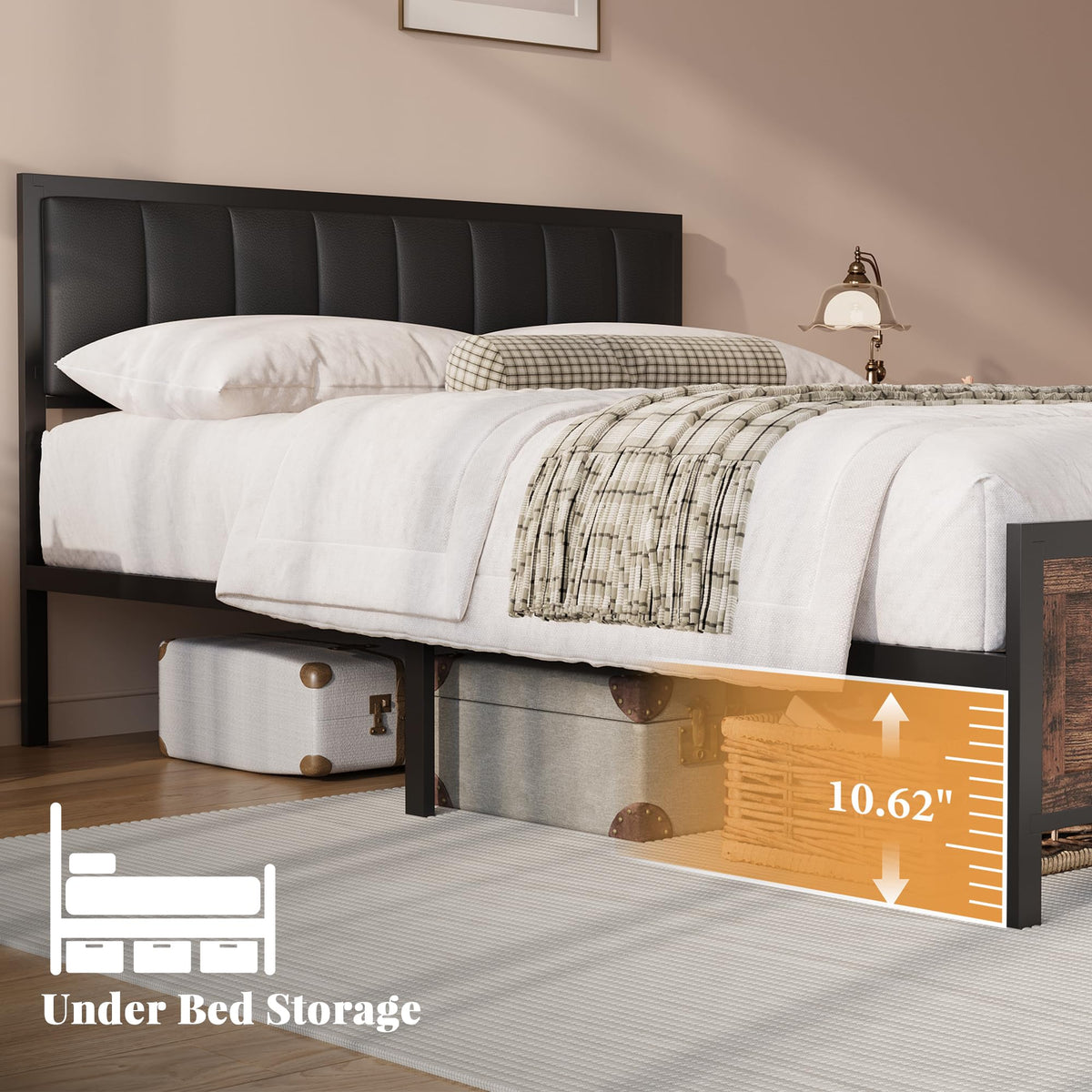 Full Size Metal Bed Frame with Headboard and Footboard R407