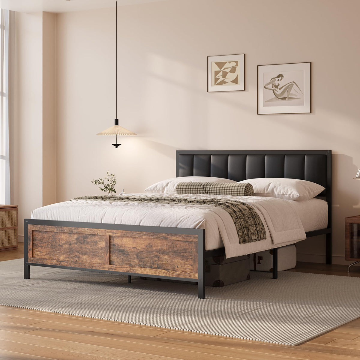 Full Size Metal Bed Frame with Headboard and Footboard R407