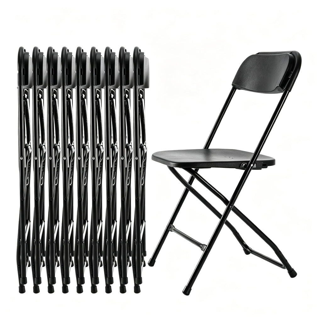 10 Pack Black Plastic Folding Chairs L194