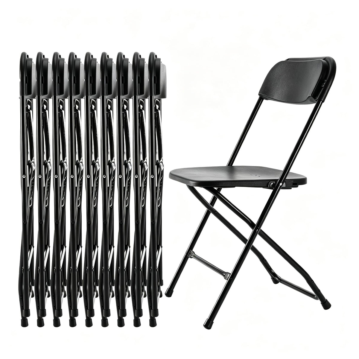 10 Pack Black Plastic Folding Chairs L194