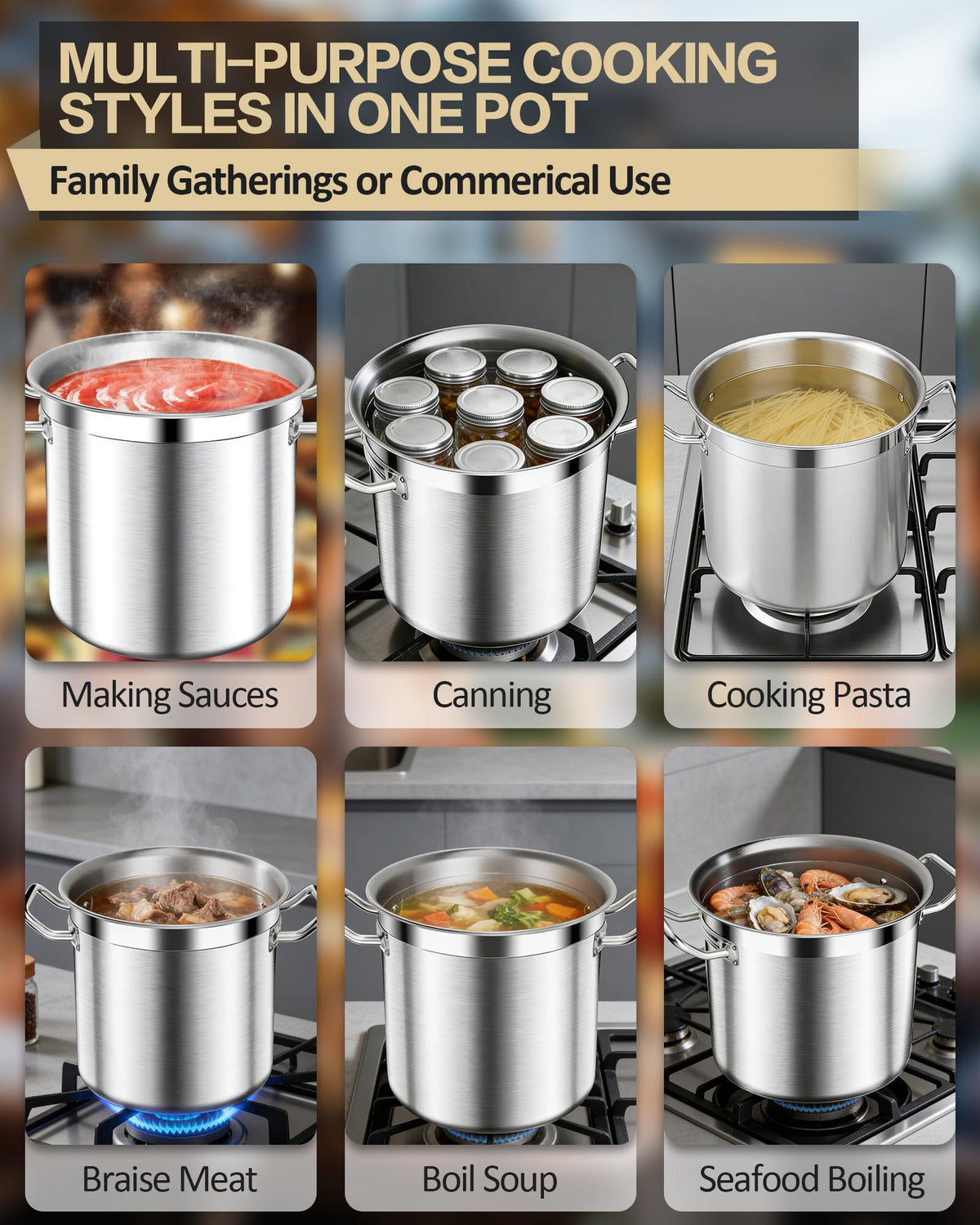 Large Stainless Steel Stockpot with Lid 40 Quart B69849