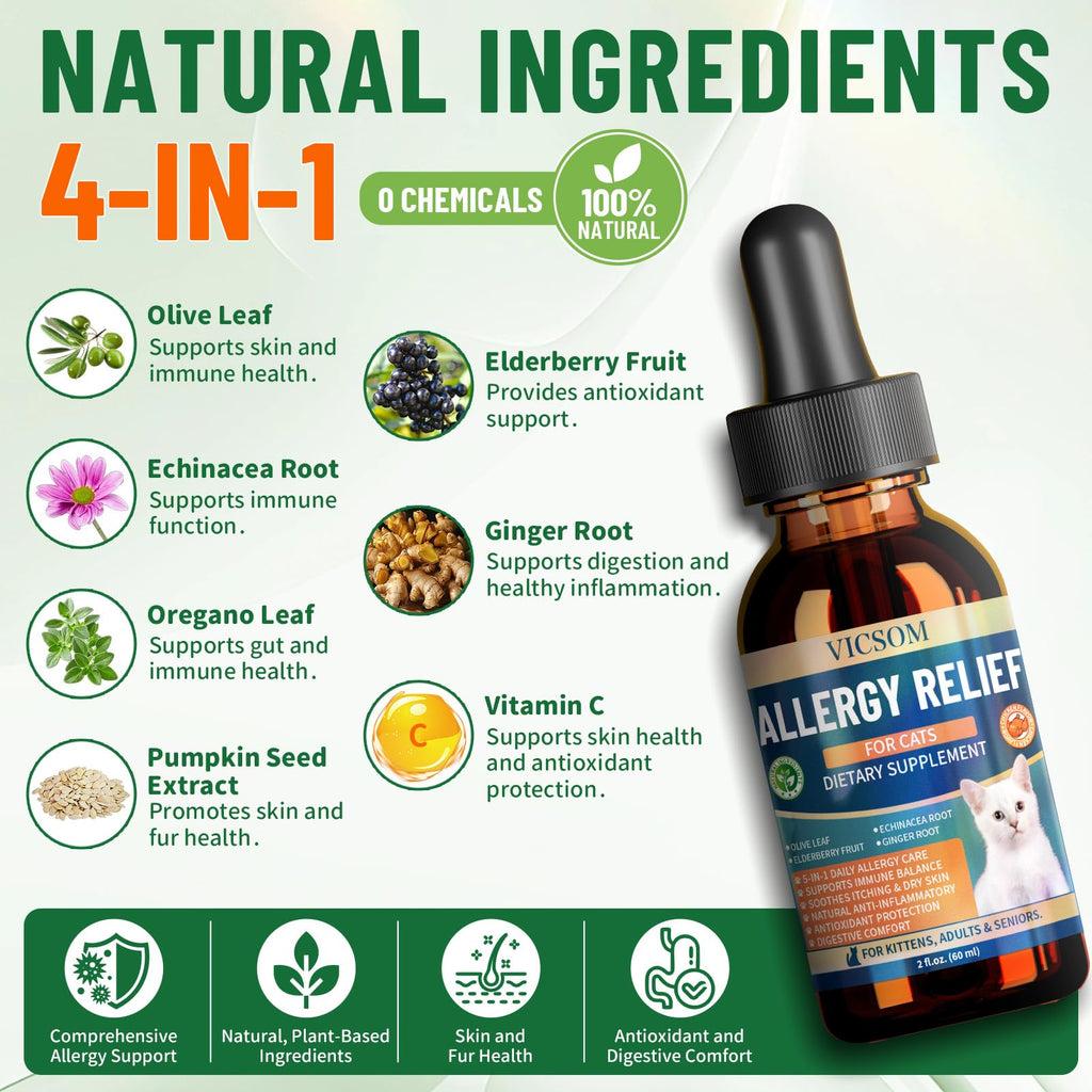 Cat Allergy & Hairball Relief Drops 60ml T12444