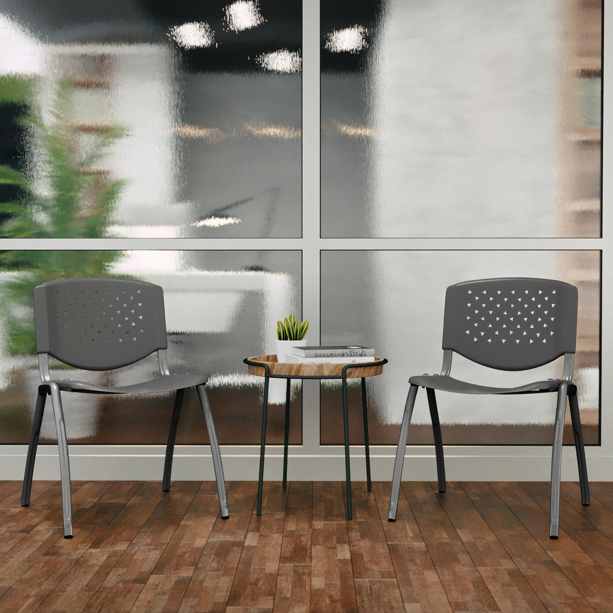 Gray Plastic Stack Chair I592823