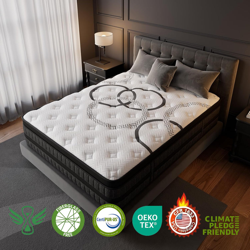 Queen 12 Inch Hybrid Euro Top Medium Firm Mattress L572