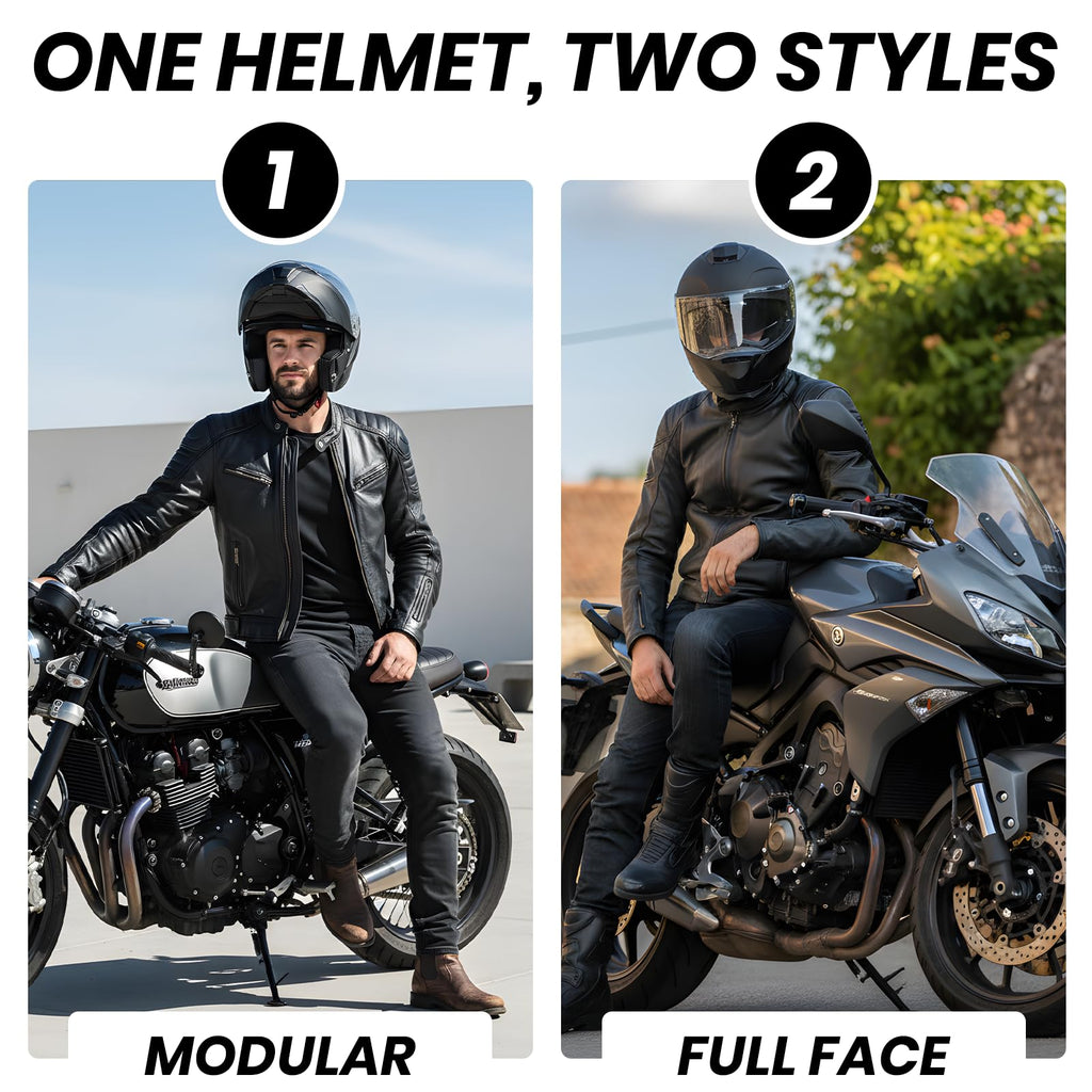 Modular Flip Up Motorcycle Helmet with Dual Visor D3989
