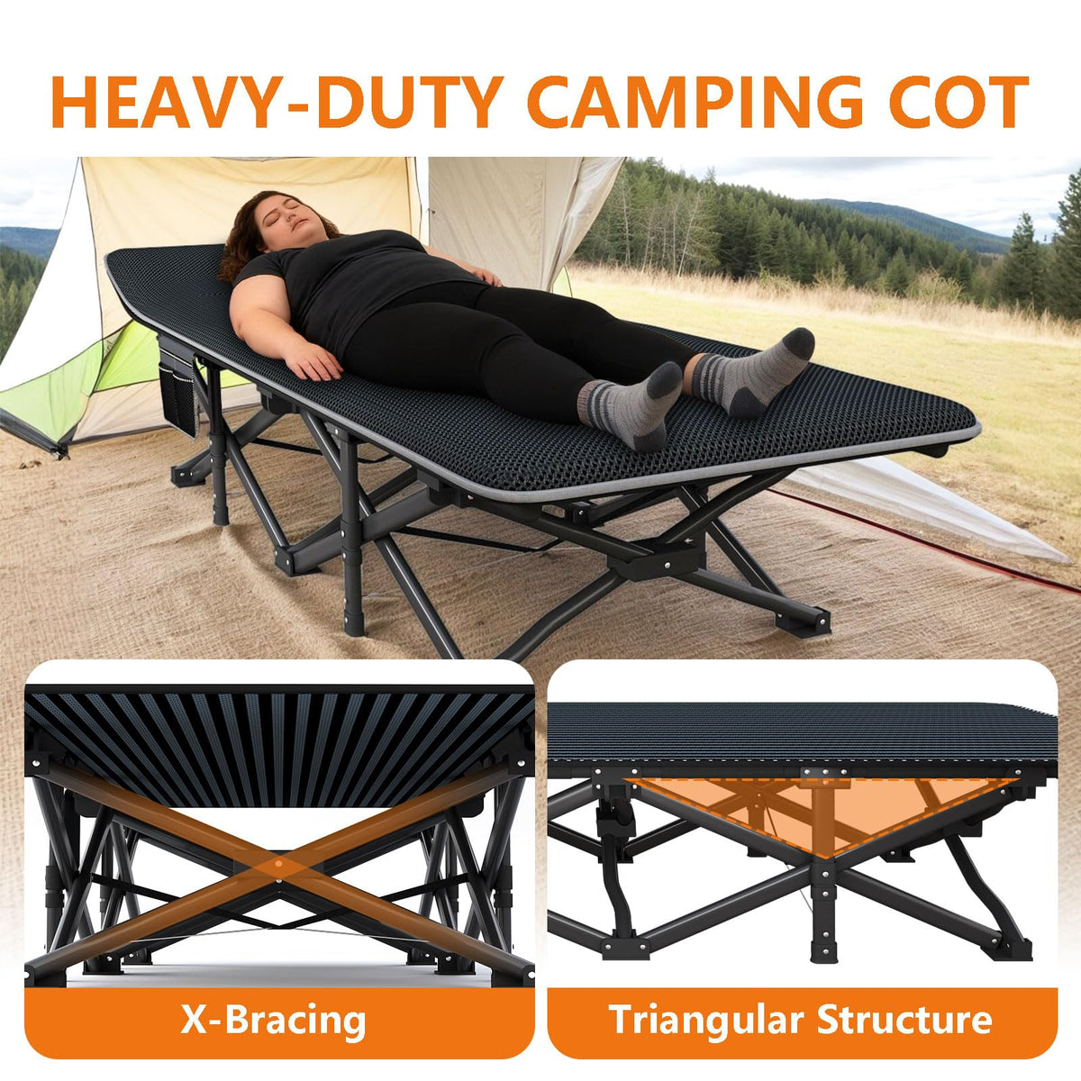 31.5" Wide Camping Cot with Pad L8893