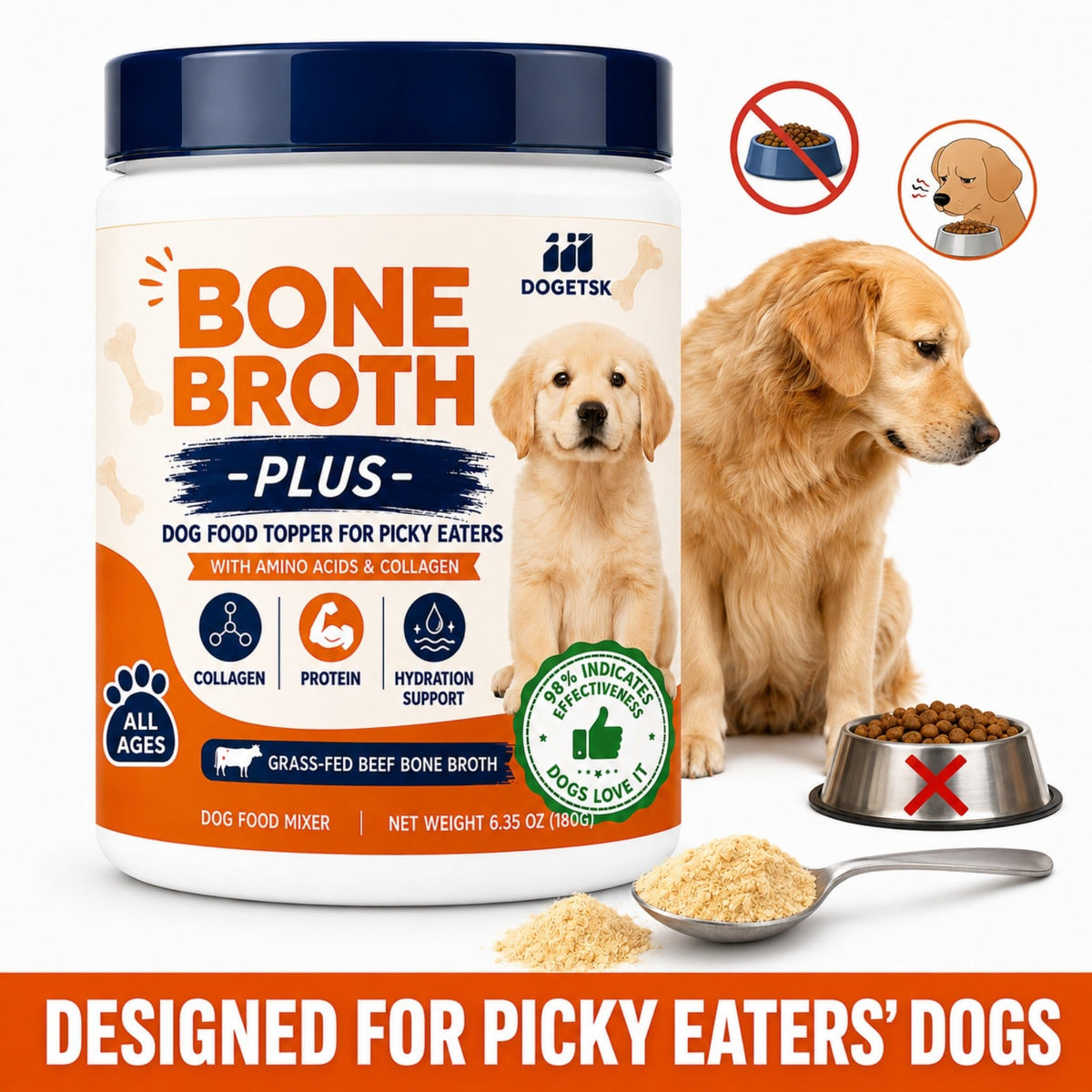 Beef Bone Soup Dog Supplement with Collagen and Protein R815