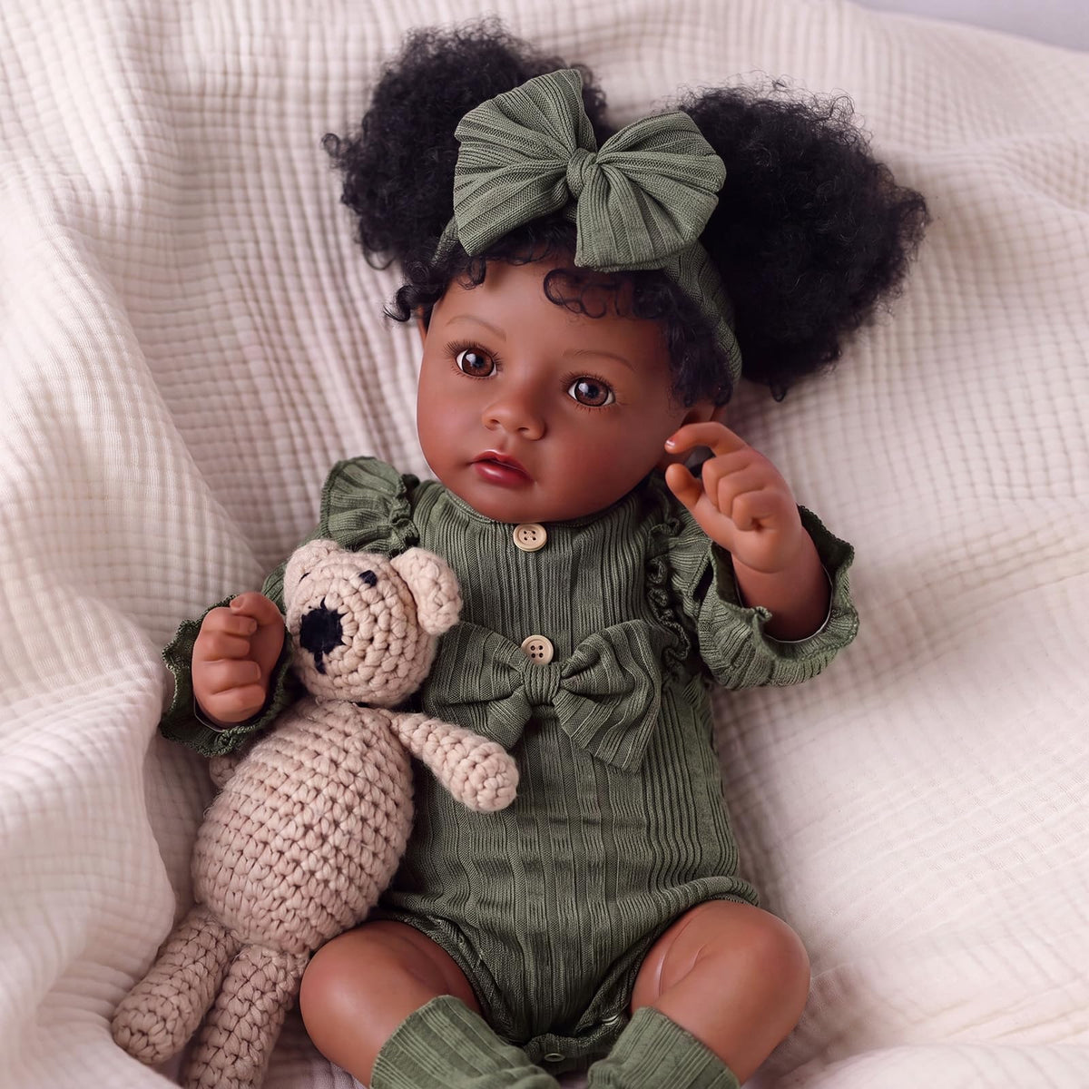20 Inch Black Lifelike Baby Girl Doll R7831