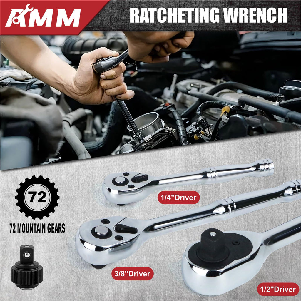 1/4 in, 3/8 in and 1/2 in Drive 202 Piece Mechanics Tool Set E39068