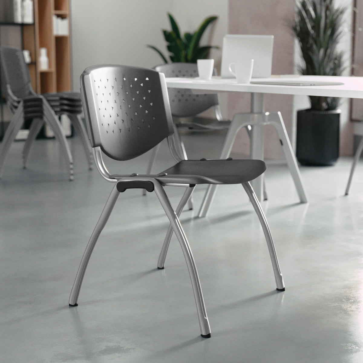 Gray Plastic Stack Chair I592823