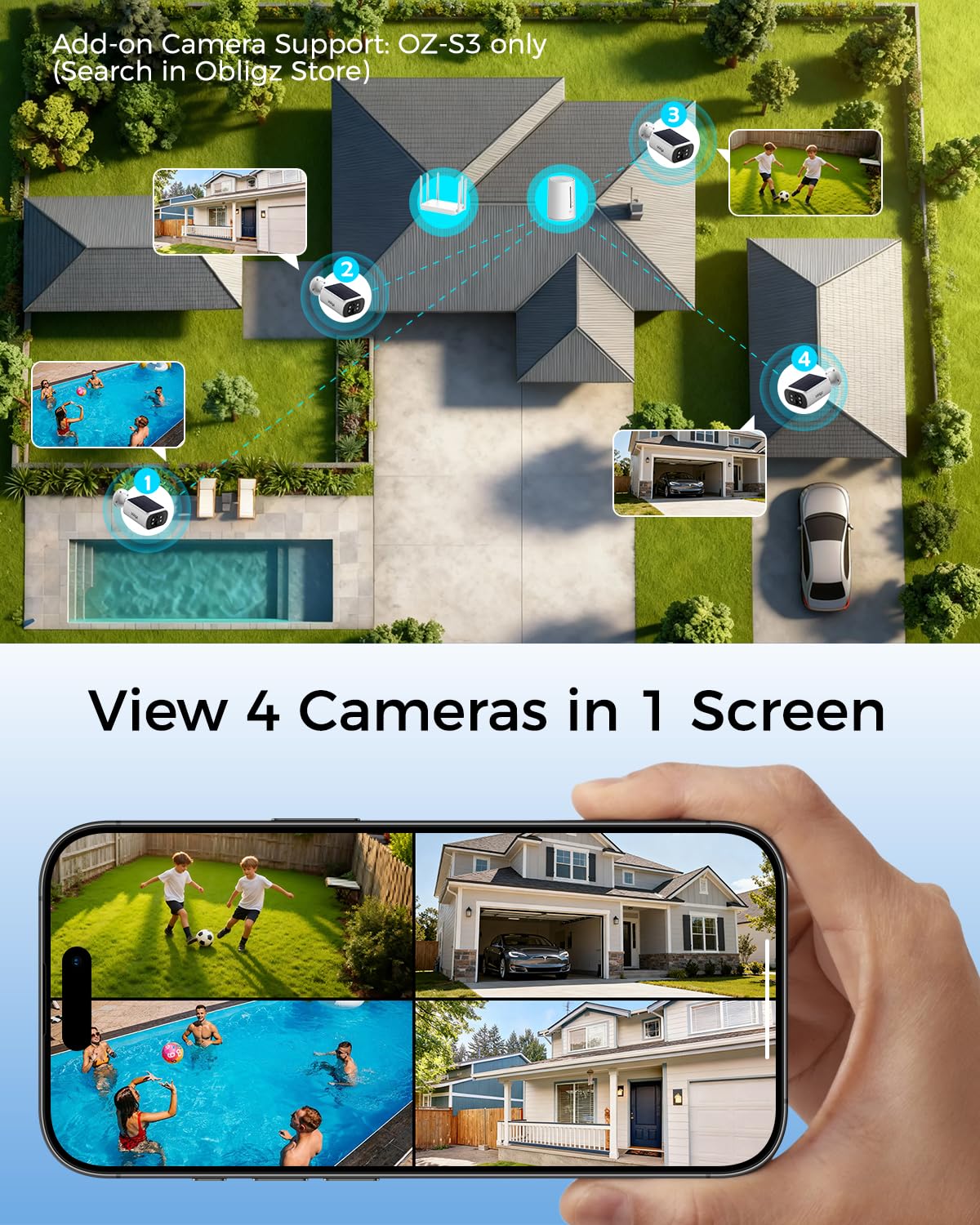 4MP Solar Security Cameras Wireless Outdoor S160