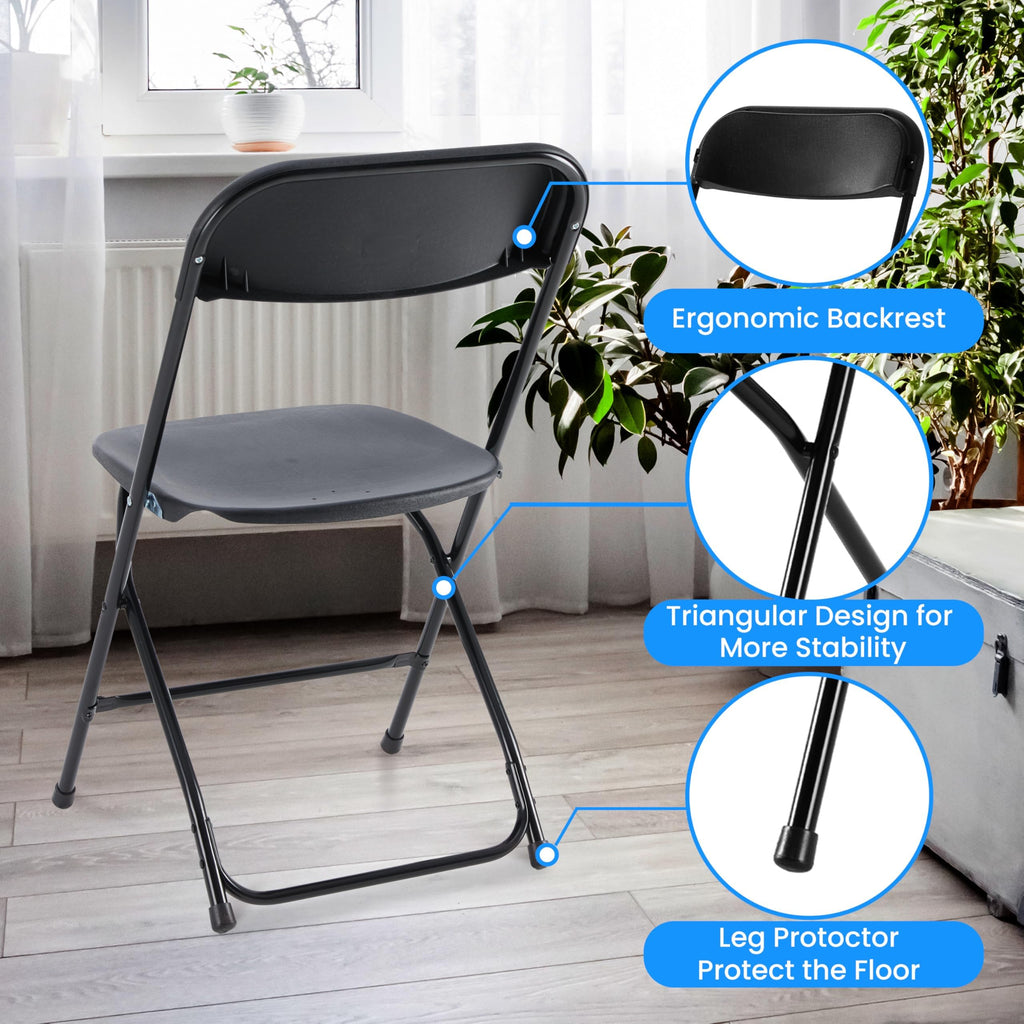 10 Pack Black Plastic Folding Chairs L194