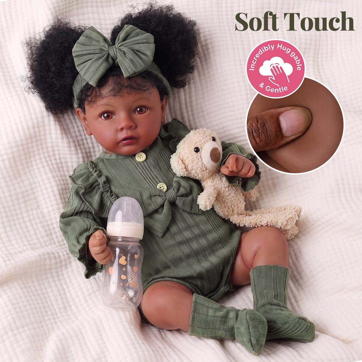 20 Inch Black Lifelike Baby Girl Doll R7831