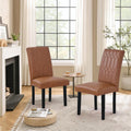 Upholstered Dining Chairs Set of 2 PU Leather Brown Z606