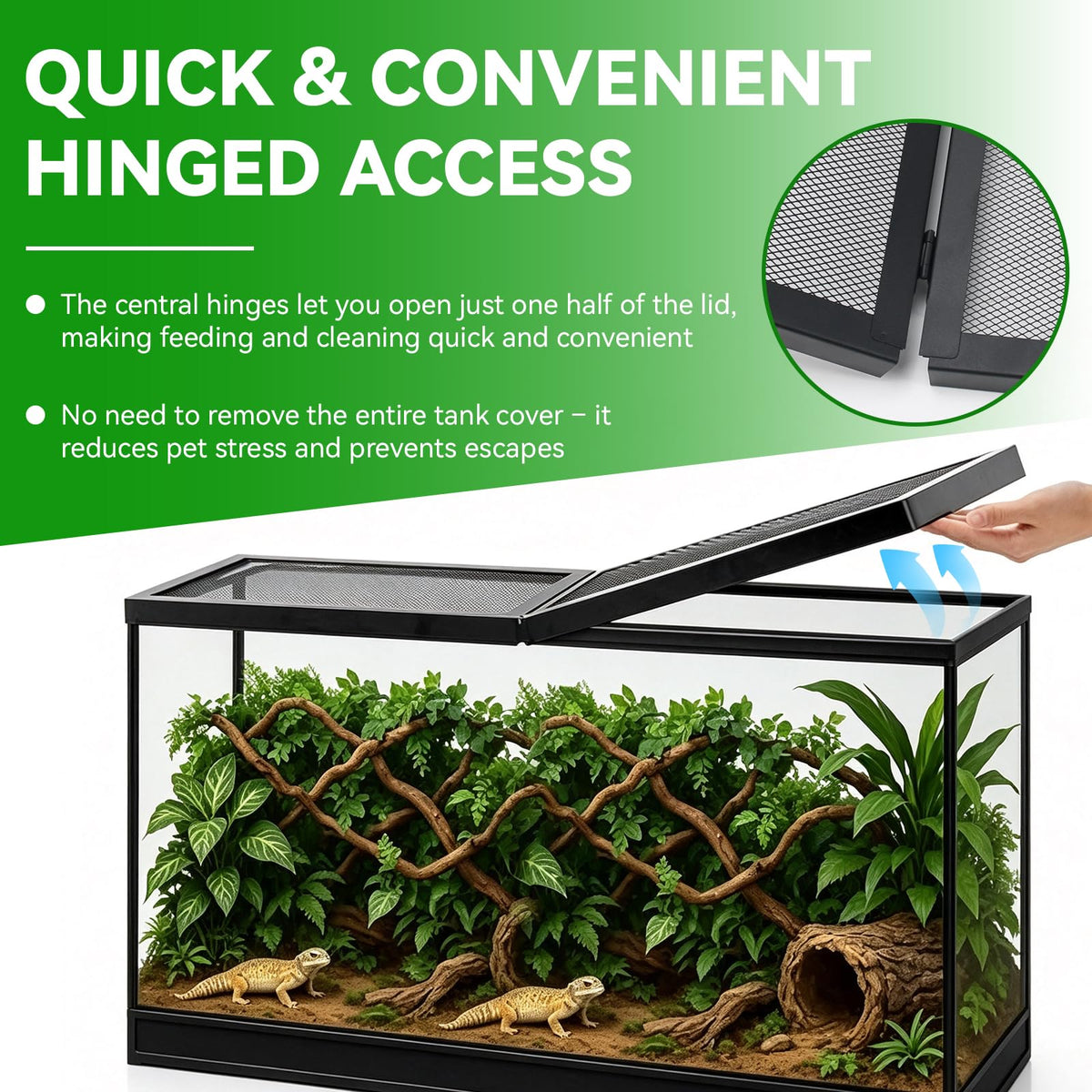 10 Gallon Tank Lid, Hinged Terrarium Screen Cover, 20.8" x 10.8" E839