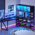 63" L Shaped Gaming Desk with Display Hutch E9190
