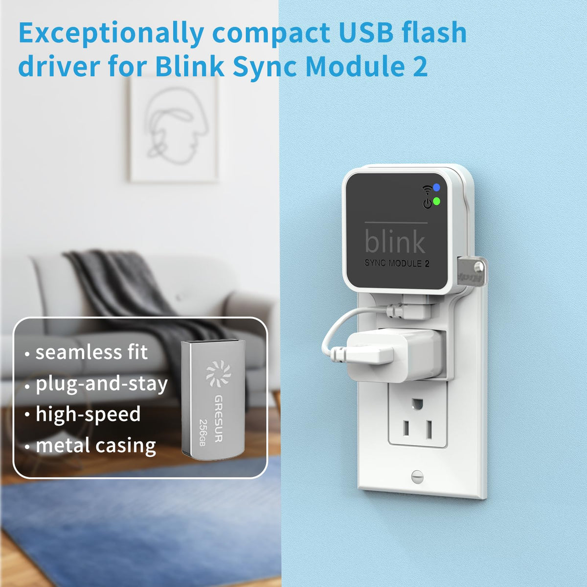 256GB USB Flash Drive with Outlet Wall Mount A603891