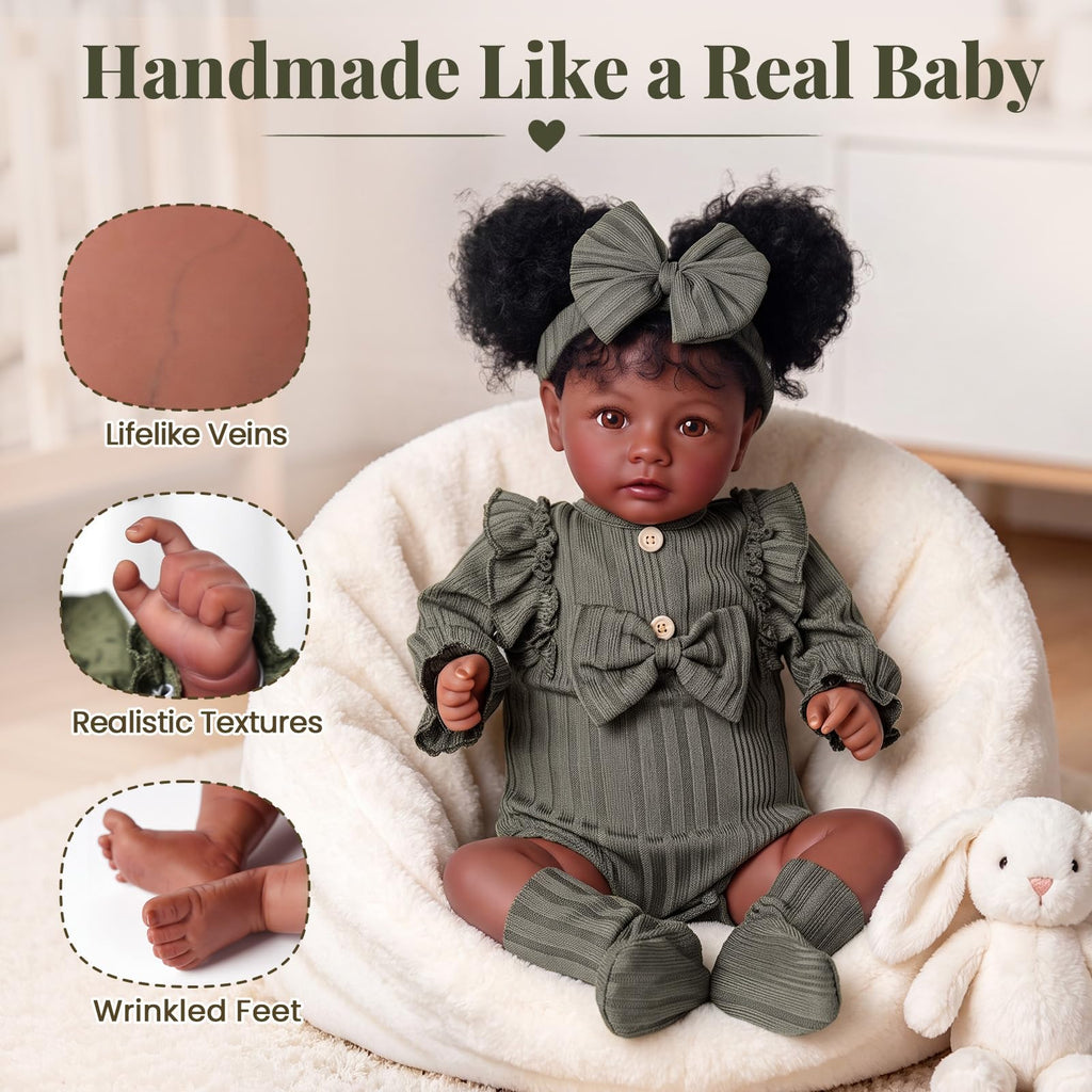 20 Inch Black Lifelike Baby Girl Doll R7831