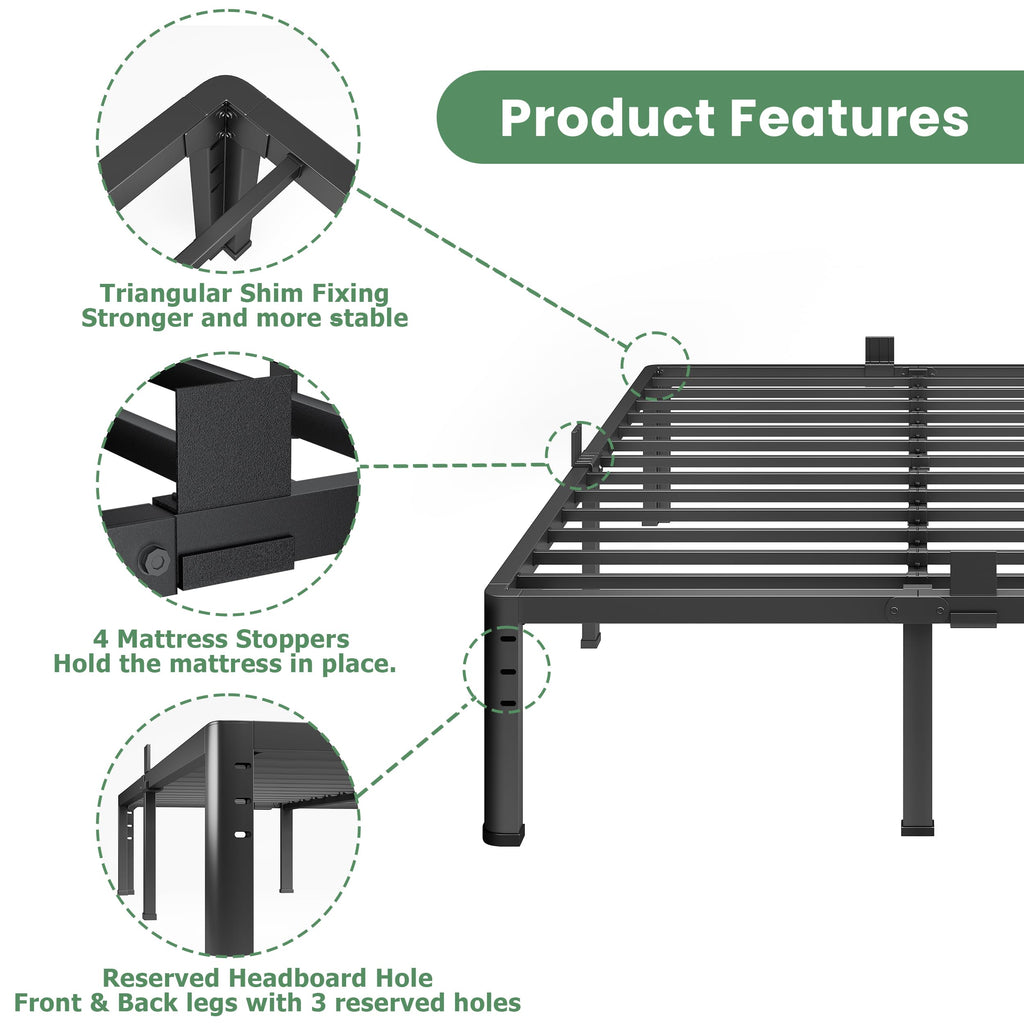18 Inch Queen Size Metal Platform Bed Frame T633129