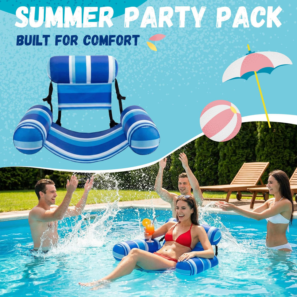 4 Packs Inflatable Pool Floats Chairs U58527