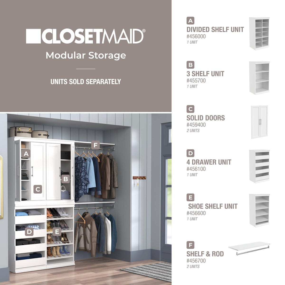White Modular Storage Shelf Unit with 3 Shelves H952