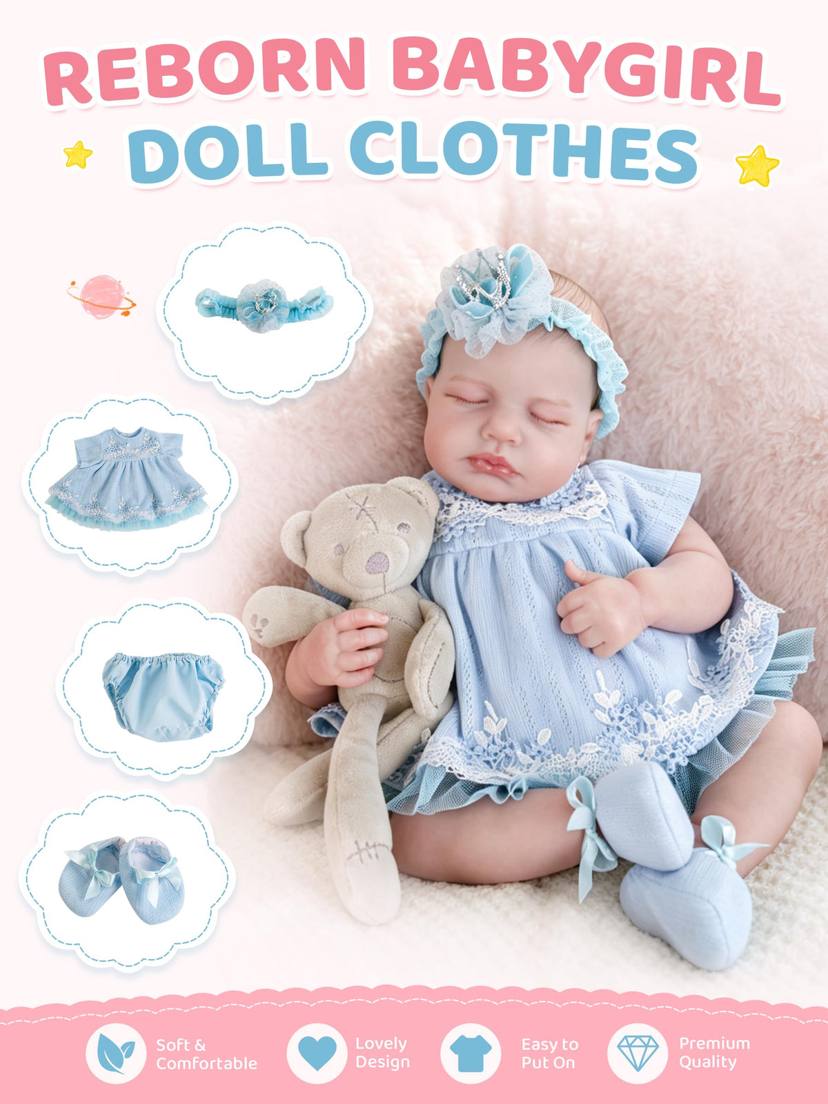 Blue Baby Doll Clothes 17-20 Inches R11977