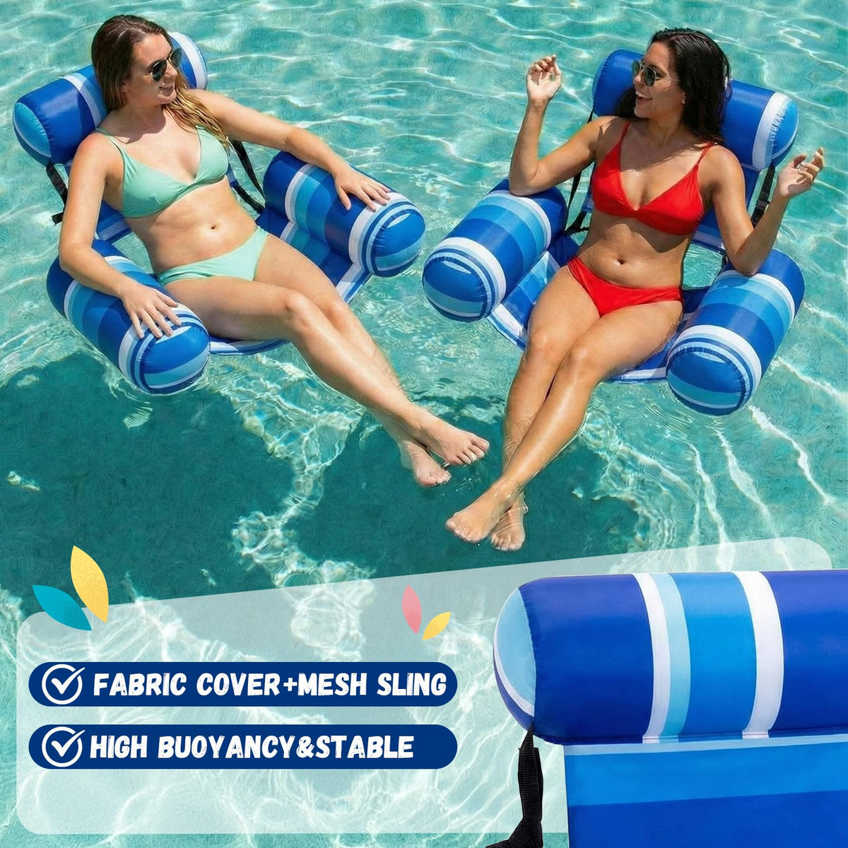 4 Packs Inflatable Pool Floats Chairs U58527