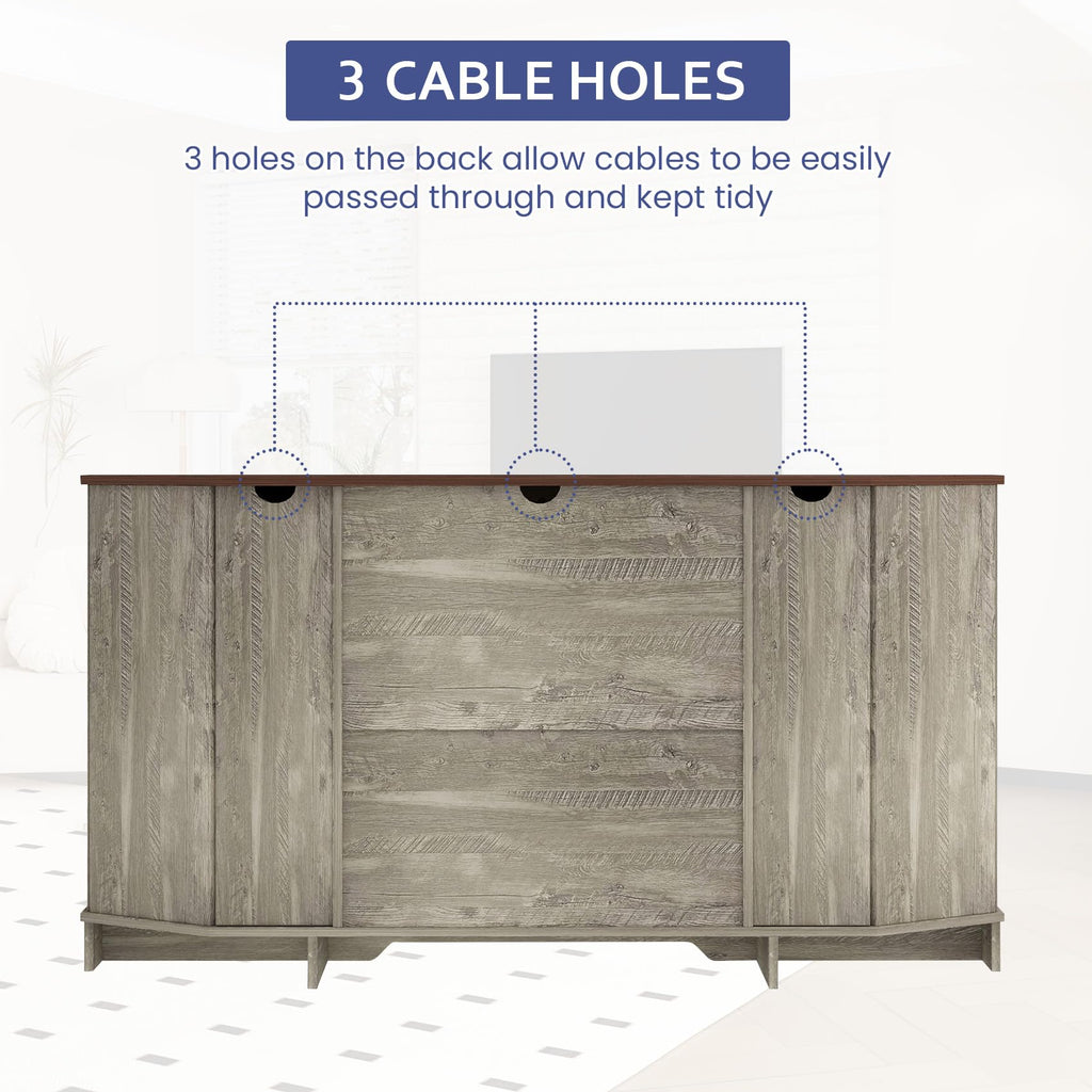 Corner TV Stand with Sliding Barn Door & Removable Shelves L242525