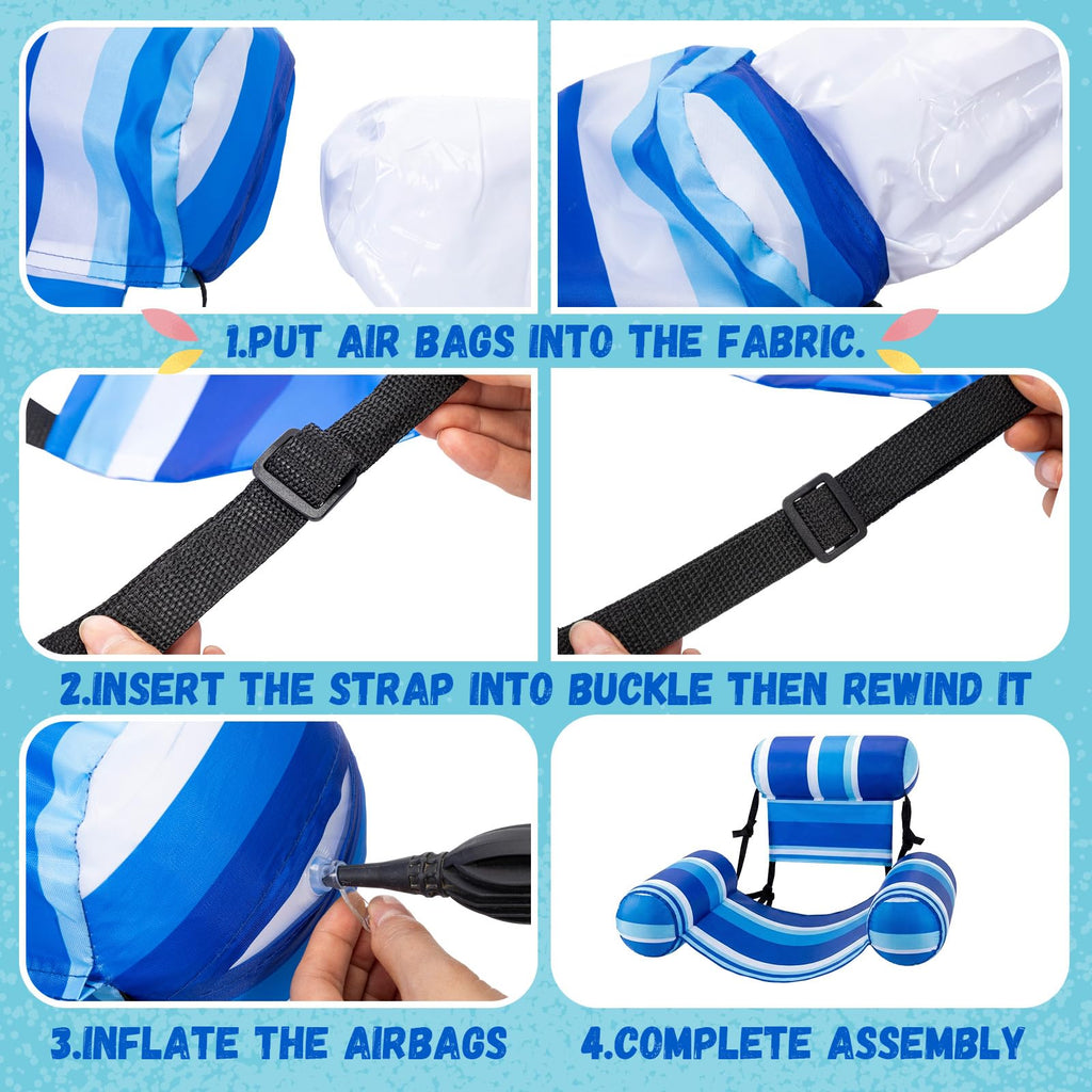 4 Packs Inflatable Pool Floats Chairs U58527