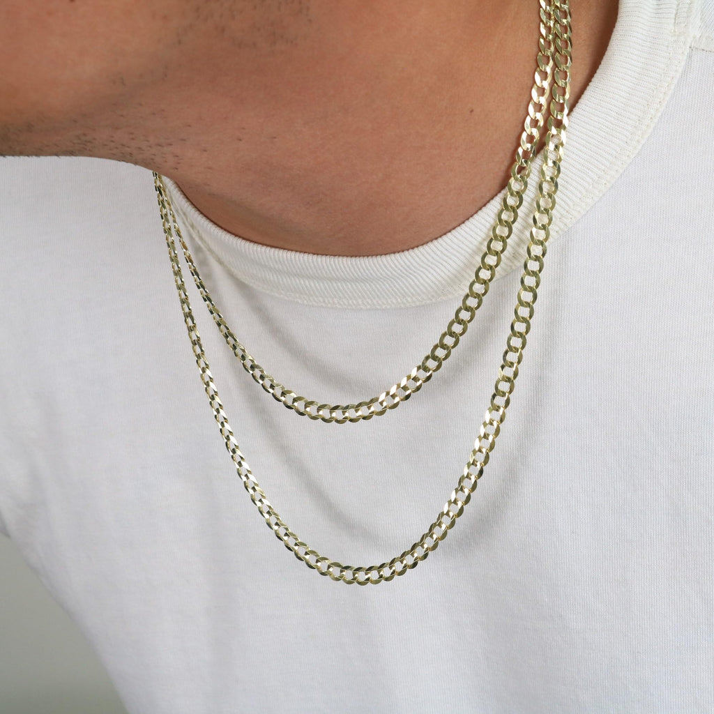 14k Yellow Gold Cuban Curb Link Chain Necklace E2144