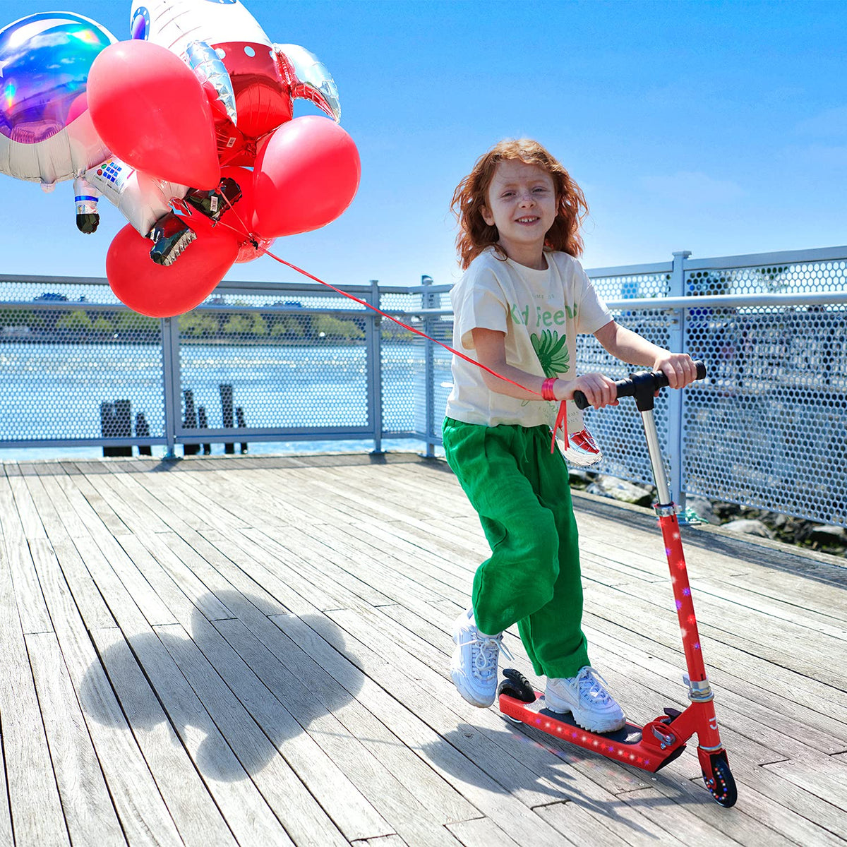 2-Wheel Light-Up Kick Scooter with Adjustable Handlebar and Rear Brake G2370
