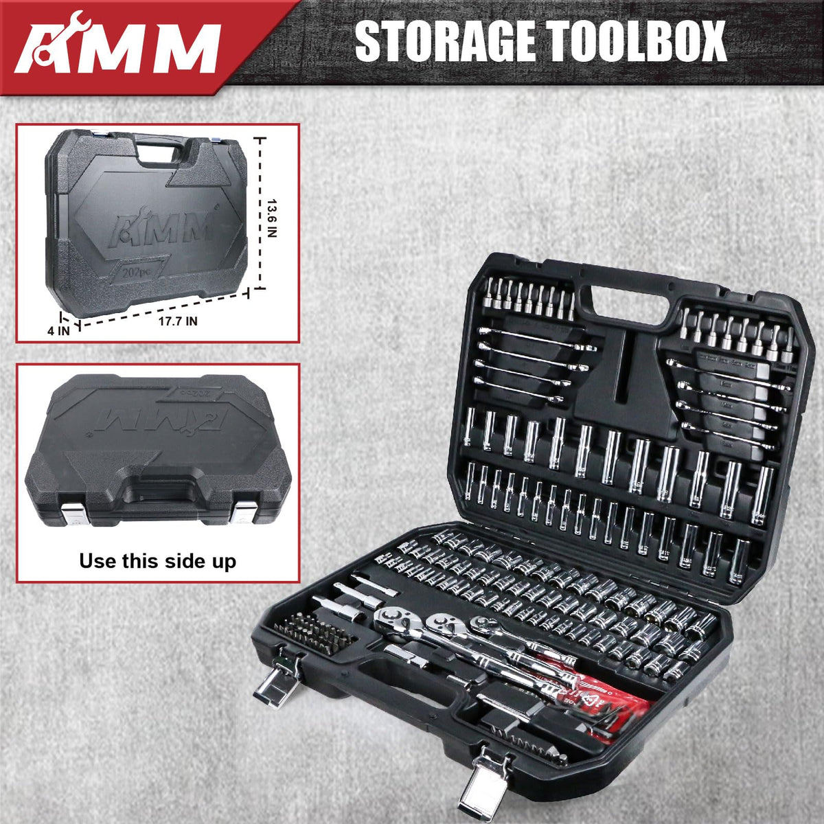 1/4 in, 3/8 in and 1/2 in Drive 202 Piece Mechanics Tool Set E39068
