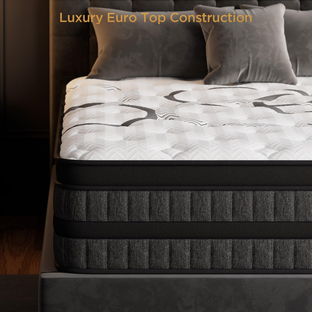 Queen 12 Inch Hybrid Euro Top Medium Firm Mattress L572
