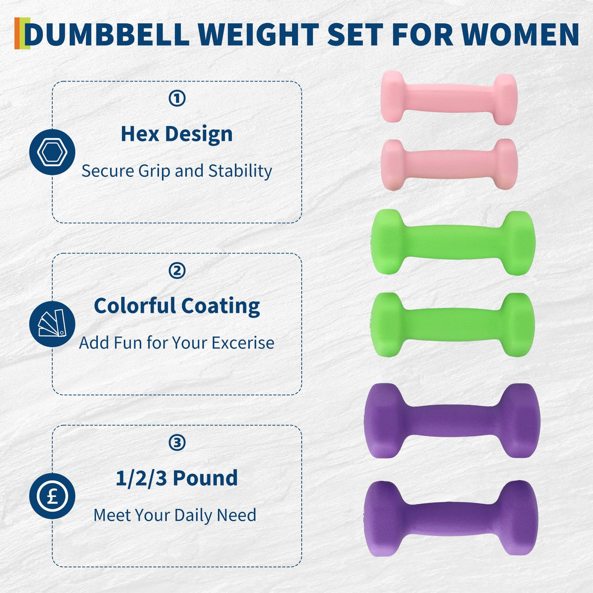 Neoprene Hex Dumbbell Set with Rack G1472