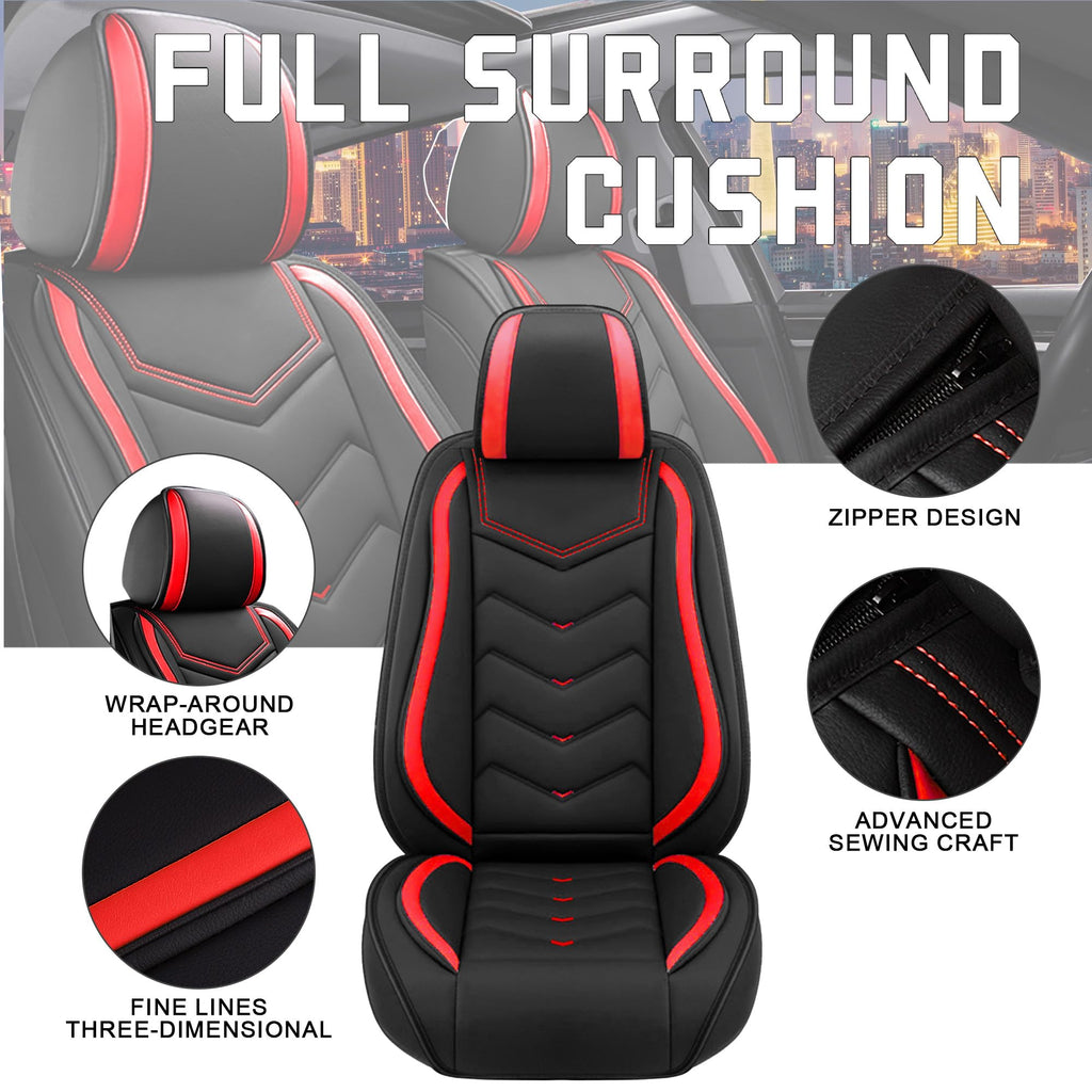 Black Red Nappa Leather Car Seat Covers Set P786