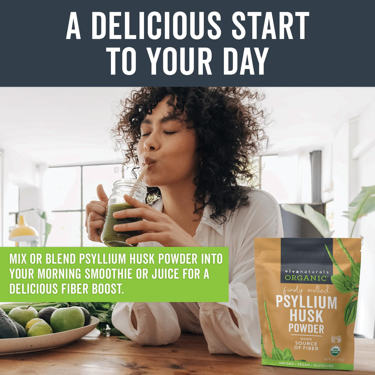 Organic Psyllium Husk Powder, 24 oz X196