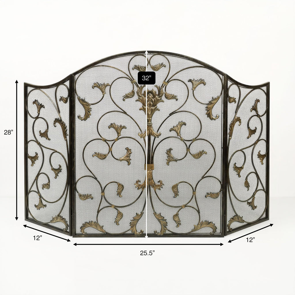 Black Decorative Metal Fireplace Screen N56094