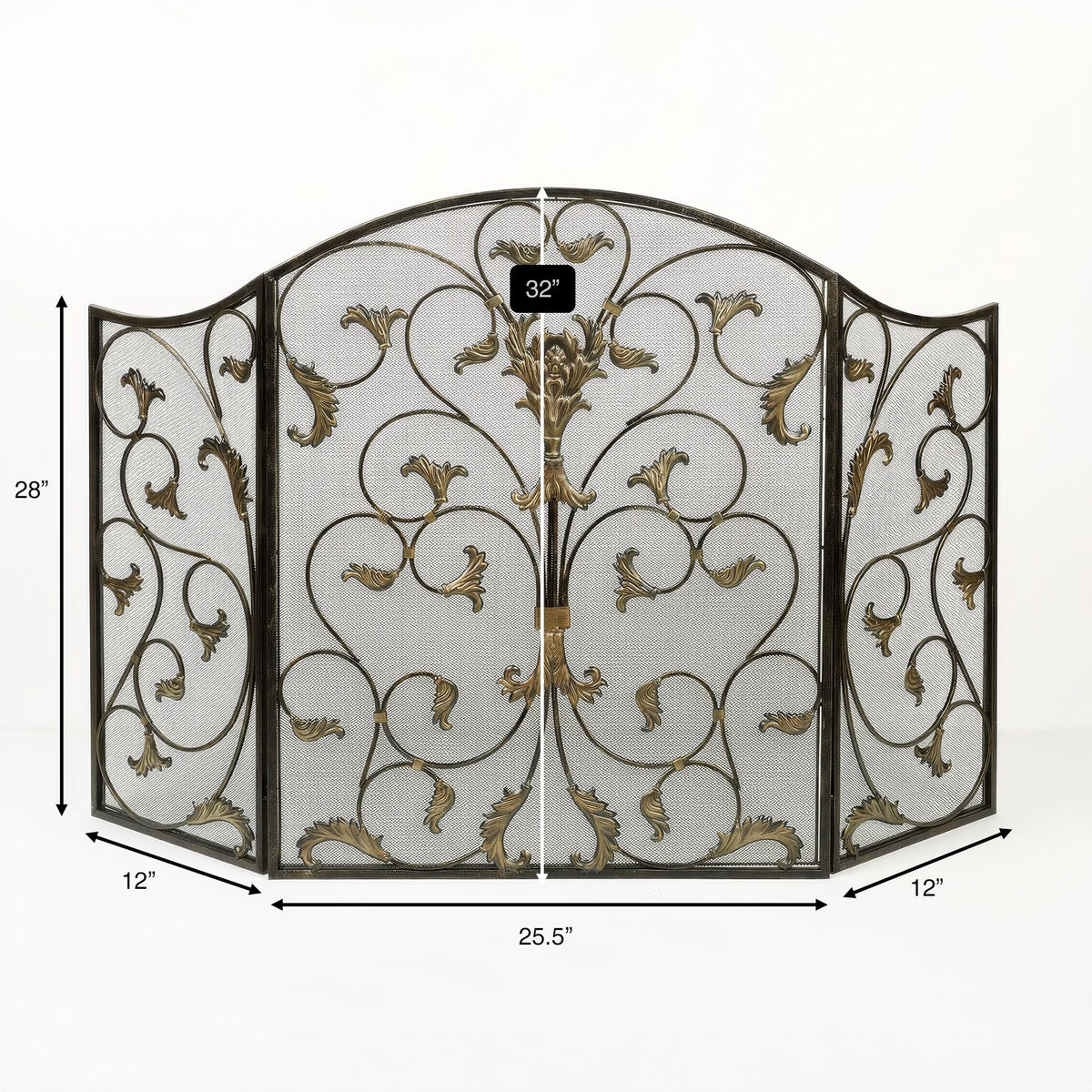 Black Decorative Metal Fireplace Screen N56094