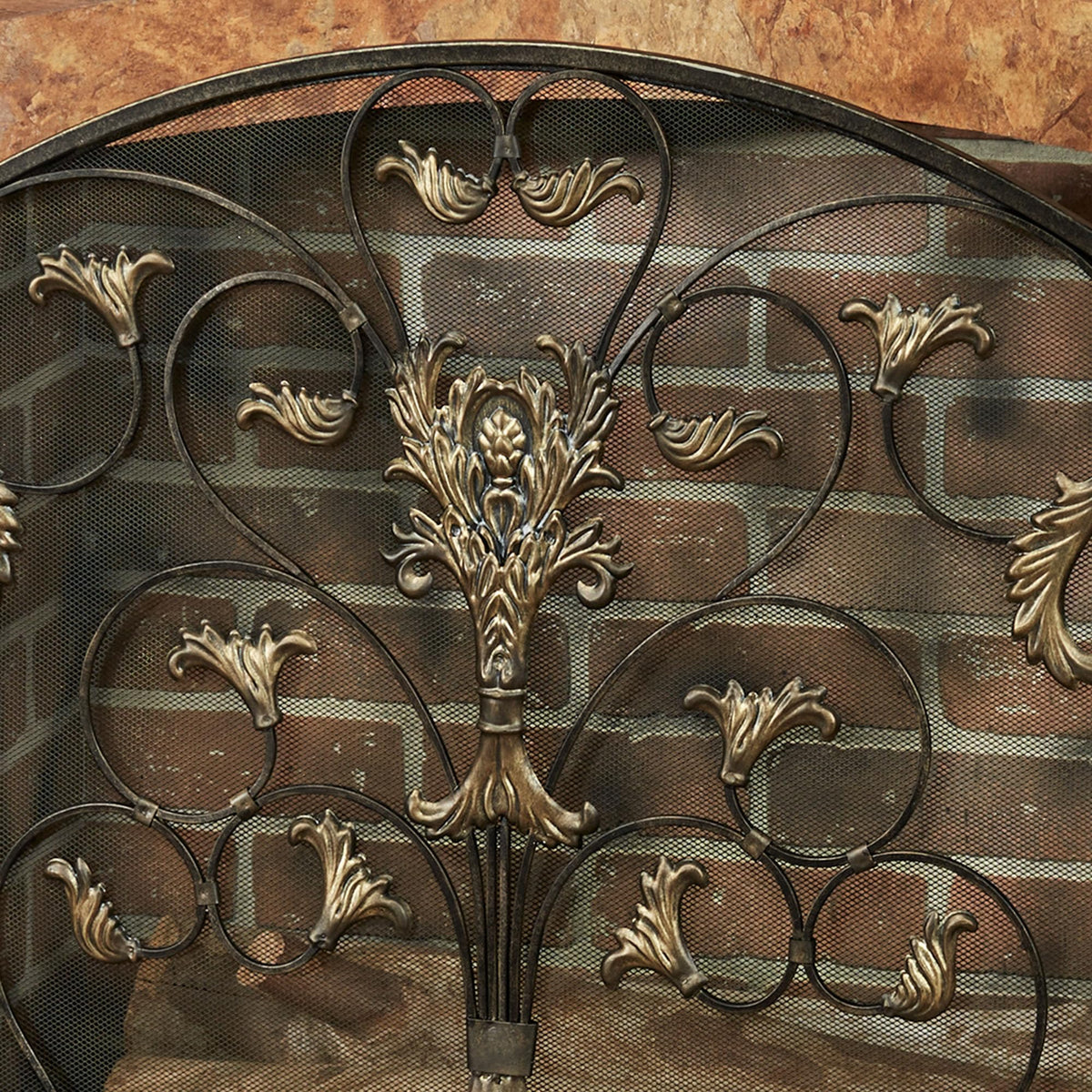 Black Decorative Metal Fireplace Screen N56094