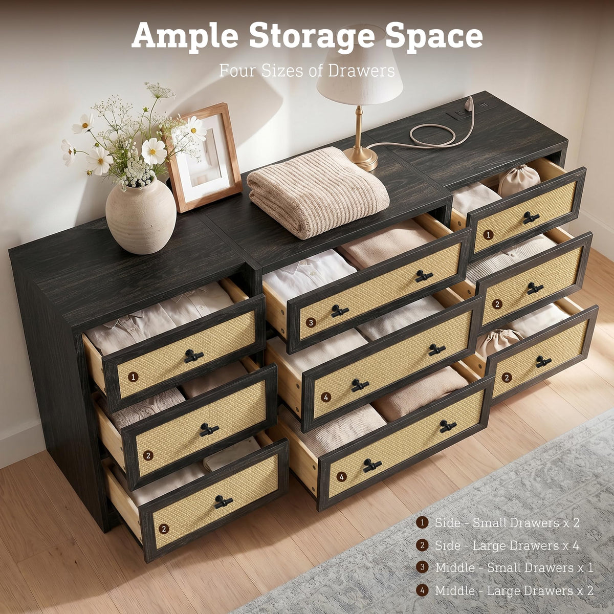 9 Drawer Rattan Dresser L97027