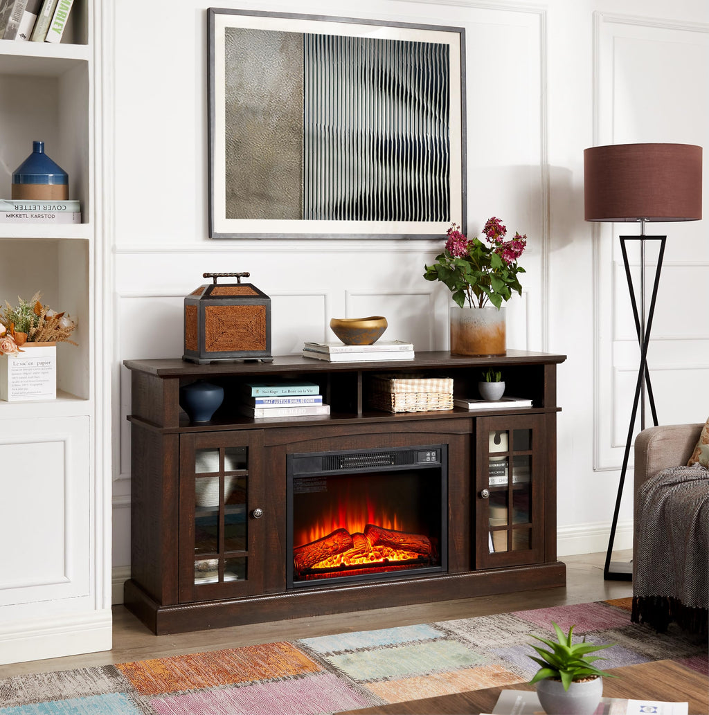 58-Inch Espresso Fireplace TV Stand H628408