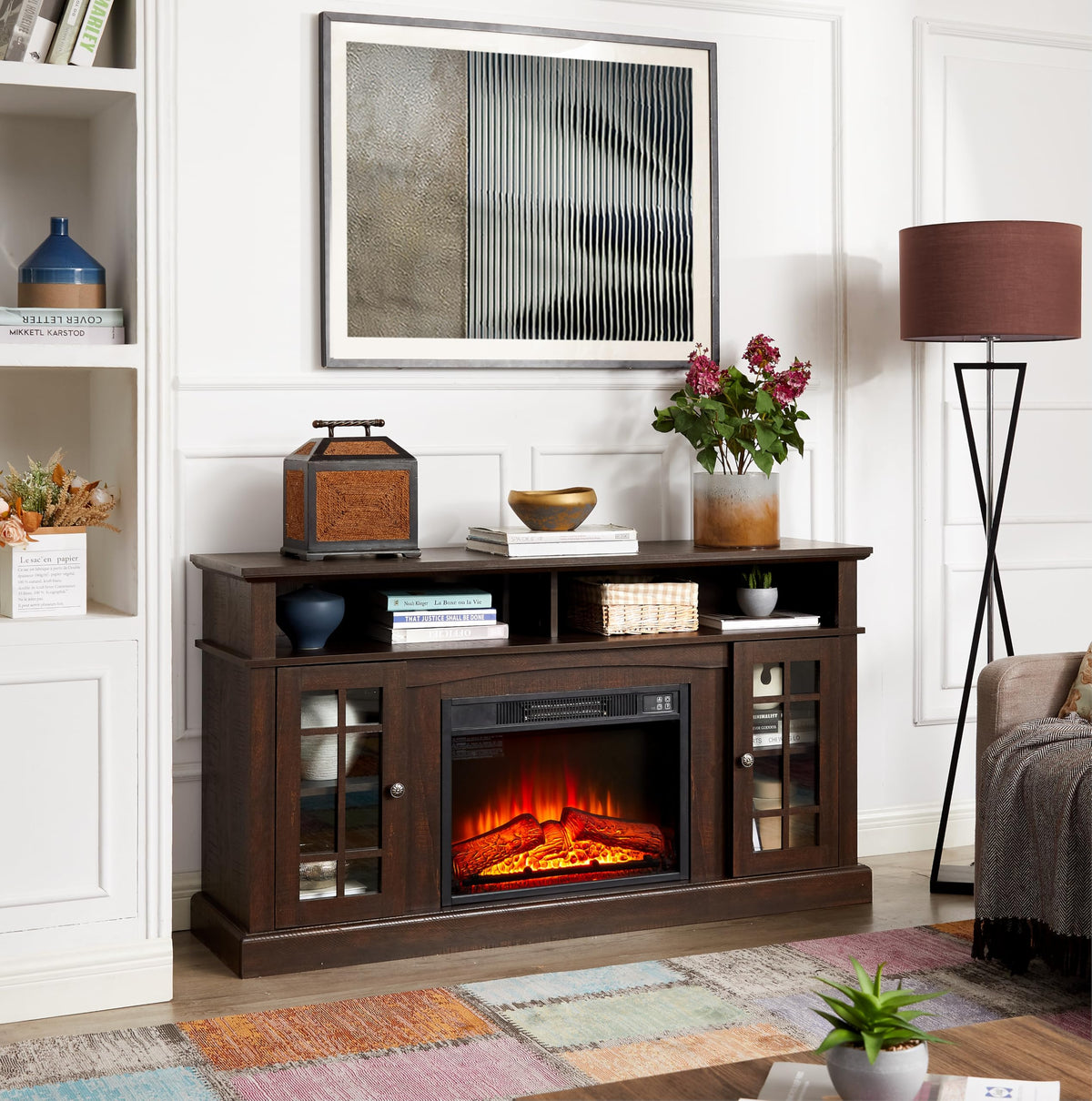 58-Inch Espresso Fireplace TV Stand H628408