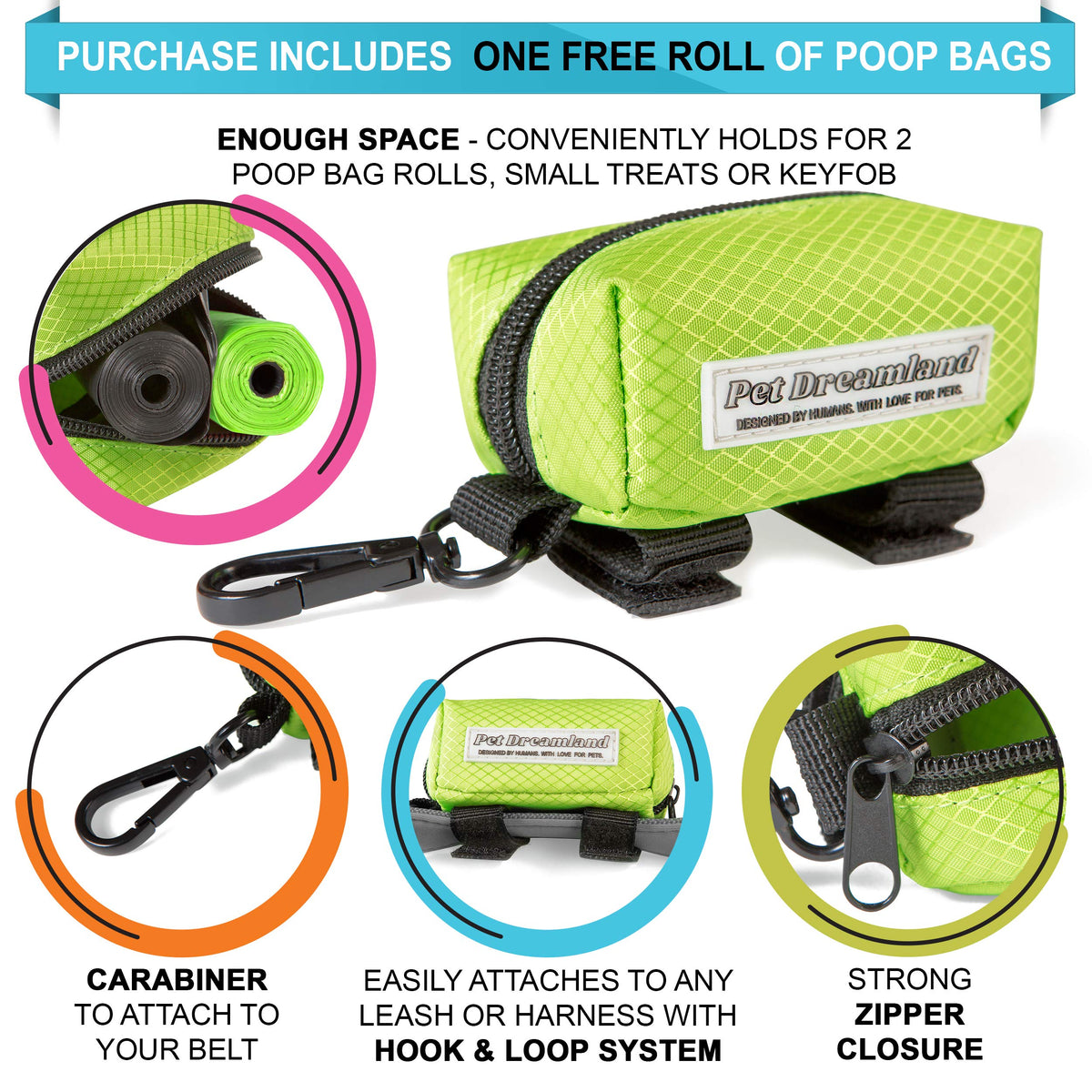 Hands Free Dog Leash for Large Dogs with Poop Bag Dispenser E6227