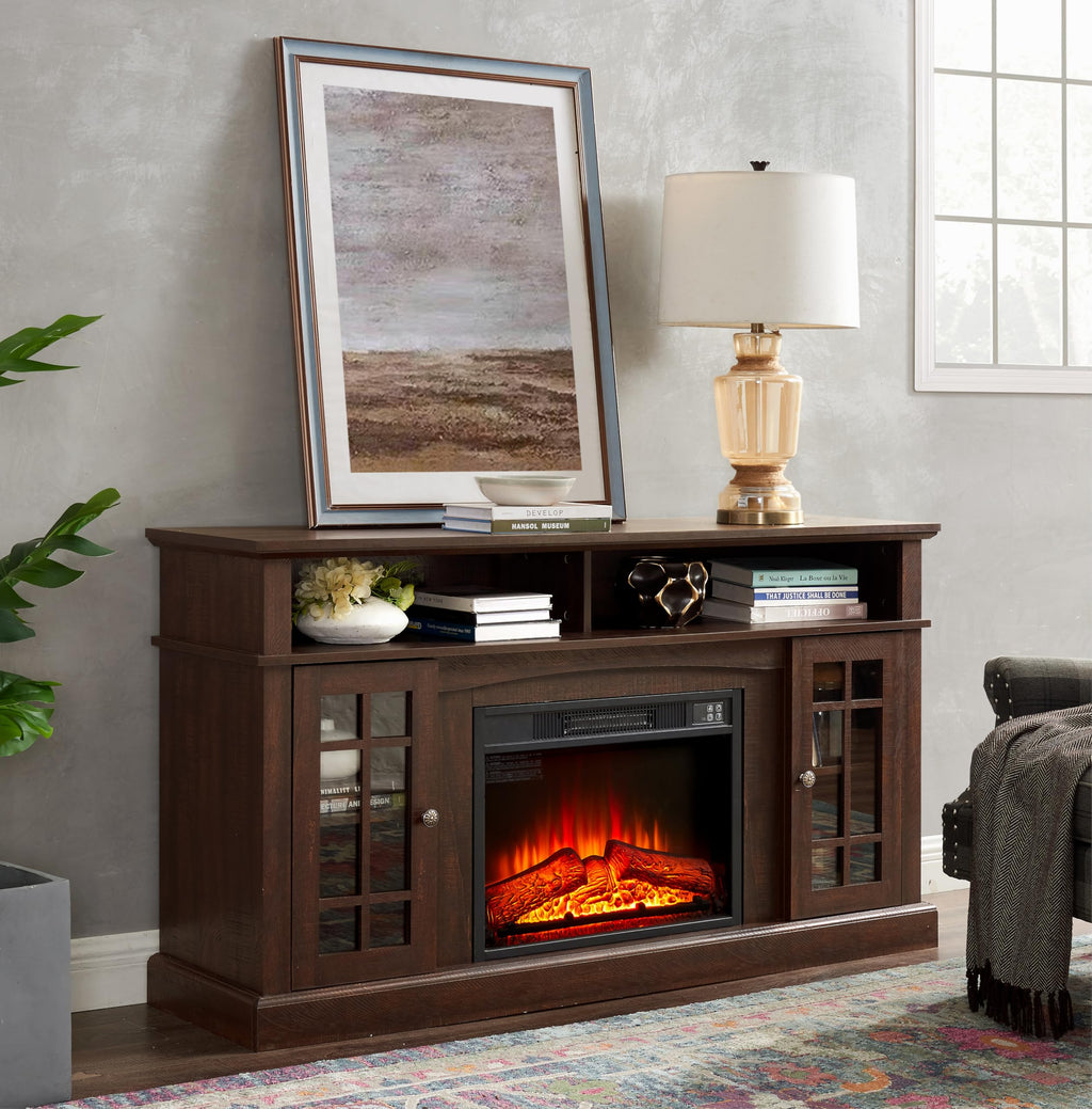 58-Inch Espresso Fireplace TV Stand H628408