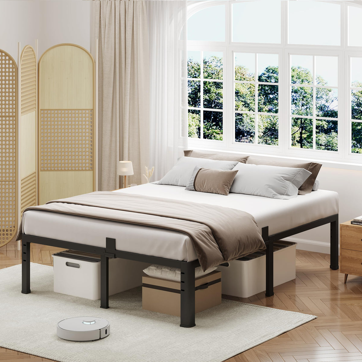 18 Inch Queen Size Metal Platform Bed Frame T633129