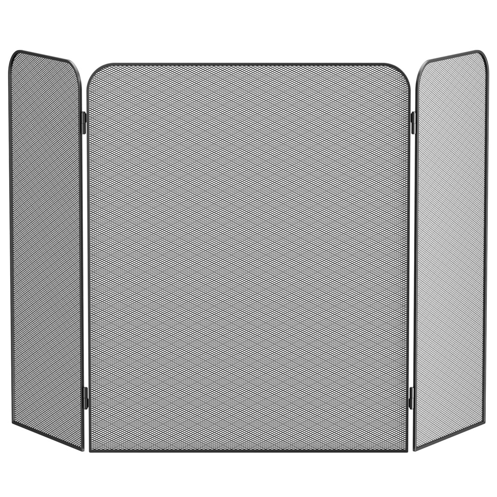Iron 3-Panel Fireplace Screen Spark Guard H81141