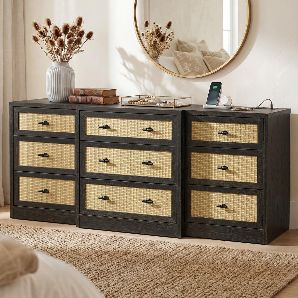 9 Drawer Rattan Dresser L97027